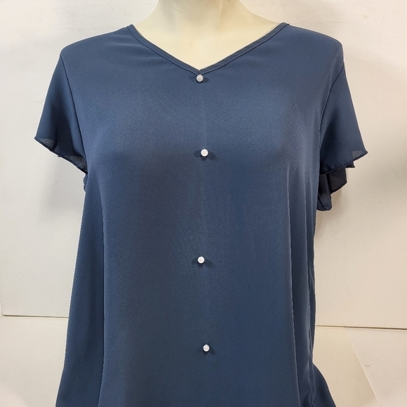 SHEIN Blue Short Sleeve Blouse - Picture 1 of 8